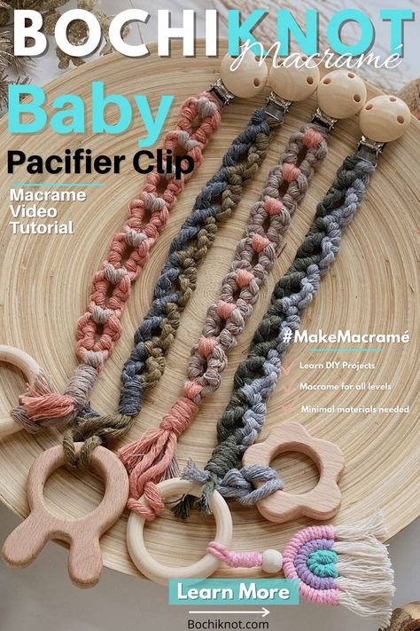 Pacifier Holder Diy, Pacifier Clip Tutorial, Gathering Knot, Teether Pattern, Crochet Pacifier Clip, Pacifier Clips Diy, How To Macrame, Macrame Baby, Knot Pattern