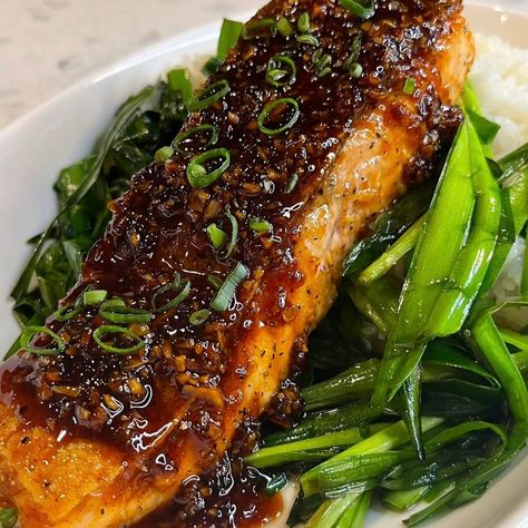 Honey Soy Glazed Salmon - Jasmine and Tea Soy Glazed Salmon, Cook Skins, Firecracker Shrimp, Sesame Chicken Recipe, Lime Salmon, Sweet Pork, Braised Pork Belly, Kimchi Fried Rice, Honey Soy