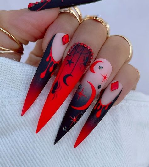 Black Halloween Nails, Halloween Nails Easy, Witchy Nails, Halloween Acrylic Nails, Punk Nails, Gothic Nails, Goth Nails, Grunge Nails, Black Nail Designs