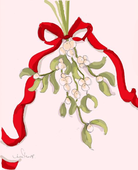 "It's time for Mistletoe ( and Holly) a favorite tradition. Meet me under the Mistletoe...  * hand drawn and colored digitally * This is a print of my original illustration. * Printed on archival fine art paper. * Prints will come signed me, the artist Here's What People Are Saying About Heather's Work  \"So delicate and pretty\" \"Beautiful pictures and words\" \"The cutest designs ever, they always make me smile!\"  \"I love everything about your cards...artistry, sayings, the simplicity of th Holly And Mistletoe, Print Christmas Card, Illustration Art Kids, Under The Mistletoe, Christmas Card Art, Christmas Holiday Cards, Christmas Paintings, Christmas Prints, Floral Botanical