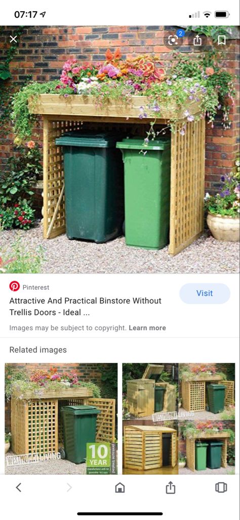 Recycling Bin Storage, Uk House, Narrow Garden, Bin Storage, Garden Border, Living Roofs, Bin Store, Corner Garden, Can Storage