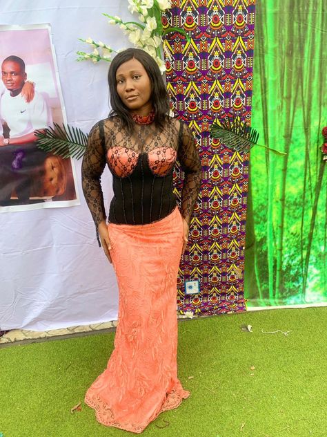 Peach and black asoebi combo Black Asoebi, Asoebi Dress, Lace Asoebi, Asoebi Lace, Peach Lace, Lace Design, Lace, Quick Saves, Black