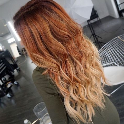 Balage Hair, Red Hair With Blonde Highlights, Red Balayage Hair, Best Ombre Hair, Red Ombre Hair, Red Blonde Hair, Natural Red Hair, Ombre Hair Blonde, Ginger Hair Color