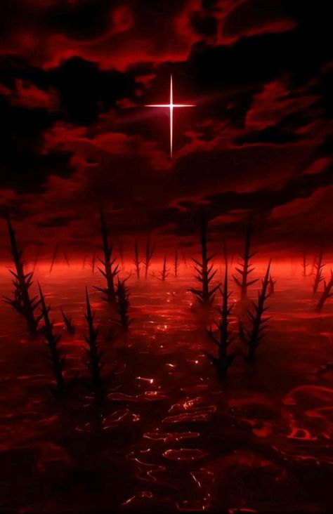 Demon Red Aesthetic, Red Grunge Pfp, Purgatory Art, Realm Aesthetic, Domain Expansion, Night Landscape Photography, Sun Painting, Heaven Art, Animated Wallpapers For Mobile