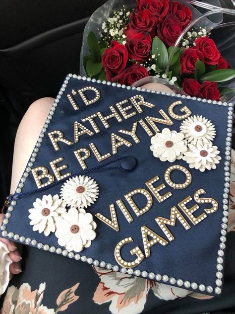 Video game graduation cap Graduation Cap Designs Video Games, Hockey Graduation Cap, Gaming Graduation Cap, Gamer Graduation Cap, Video Game Graduation Cap, High School Grad Caps, Inspirational Quotes From Disney, Graduation Cap Design Ideas, Graduation Cap Designs College