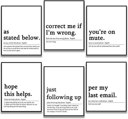 6 PCS Funny Office Decor for Women Men Home Office Wall Decor Accessories - 8 x 10 inches Funny Quotes Coworker Gifts Aesthetic Room Decor - Unframed Work Cubicle Decor, Office Decor Women, Office Decor Workplace, Men Home Office, Gifts Aesthetic, Office Decor For Women, Work Cubicle, Cubicle Decor Office, Home Office Wall Decor