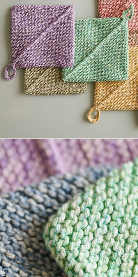 Easy Knit Potholder Pattern, Knit Thick Pot Holders, How To Knit A Pot Holder, Knitting Pot Holders Free Pattern, Double Knitted Potholders, Pot Holders Knitting Patterns, Double Knit Potholder Pattern Free, Thick Knitted Pot Holders Free Pattern, Pot Holder Knitting Pattern Free