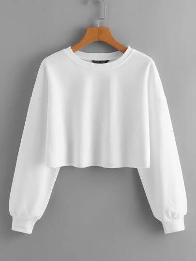 Crop Pullover, Pakaian Feminin, Basic Sweatshirt, Long Sleeve Tops Casual, Modieuze Outfits, Sweatshirt Women, Girls Fashion Clothes, Crop Sweatshirt, Teen Fashion Outfits