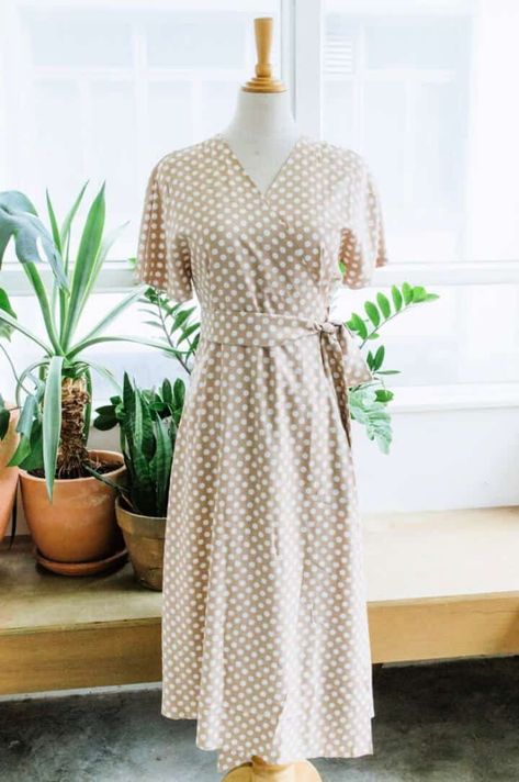 16 Best Wrap Dress Patterns (Free PDF Includes) - Its Overflowing Cross Dress Pattern, Diy Wrap Dress Pattern Free, Sew Wrap Dress, Vintage Wrap Dress Pattern, Wrap Dress Pattern Free, Wrap Dress Tutorial, Diy Wrap Dress, Wrap Skirt Tutorial, Homemade Dresses