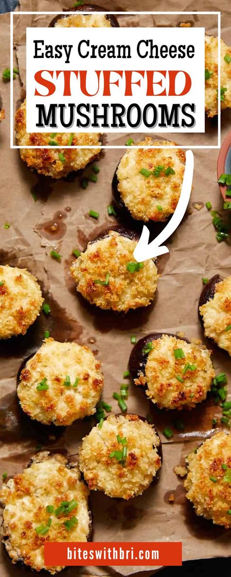 Stuffed Mushrooms Cream Cheese, Cream Cheese Stuffed Mushrooms, Mushroom Appetizer Recipes, Stuffed Mushroom Recipe, Mushroom Bites, Stuffed Mushrooms Easy, Cream Cheese Appetizer, Mushroom Appetizers, Cream Cheese Bread