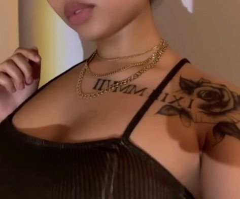 Tattoo Ideas Female Chest Side, Name On Chest Tattoo Female, Baddie Chest Tattoo, Chest Name Tattoo Female, Patient Tattoo, Chest Tattoo Words, Chest Tattoo Cover Up, Female Chest Tattoo, Chest Tattoo Female Upper