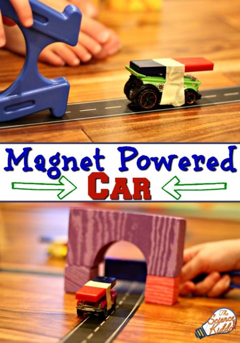 Make science fun and playful by making a magnet powered car! Make a road and see if you can push/pull your car in the right direction without touching it. Transportation Science, Magnet Activities, Magnet Science, Science Experience, Magnets Science, Transportation Preschool, Science Experiments For Kids, Kid Experiments, Transportation Theme