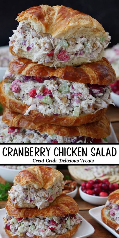 Cranberry Chicken Salad is an amazingly delicious and decadent chicken salad recipe packed with fresh cranberries, chopped pecans, shredded chicken breasts, seasonings, mayonnaise, and more. Cranberry Pecan Chicken Salad Recipe, Chicken And Cranberry Salad, Blackberry Chicken Salad, Chicken Salad Stuffed Peppers, Fun Chicken Salad Recipes, Cranberry Chicken Sandwich, Christmas Chicken Salad, Chicken Salad With Craisins Recipes, Fresh Cranberries What To Do With