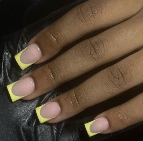 Soft Yellow French Tip Nails, Yellow French Nails, Yellow French Tips, Yellow French Tip, Acrylic Nails Yellow, Lash Ideas, Short French Tip Nails, Yellow French, Happy Sunday Everyone