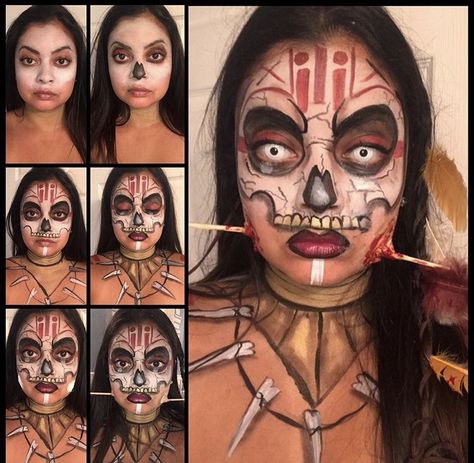 Follow my step-by-step guide to create a Voodoo Witch Doctor look using face paints and SFX Makeup. Follow @TheHauntedHallowqueen on Instagram for more special effect tutorials! Creep it real! Voodoo Priest Makeup, Voodoo Witch Makeup, Witch Doctor Makeup, Sfx Makeup Tutorial, Voodoo Witch Doctor, Voodoo Makeup, Voodoo Witch, Voodoo Priest, Scar Wax