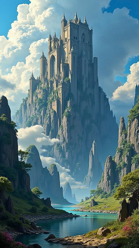 Visit our Channel for all type of Fantasy. pinterest.com/FantasyWorldsUnited/ #Fantasy #Fantasyart #landscape #handywallpaper Fantasy Art Landscape, Landscape With River, Fantasy Castle, A Castle, Fantasy Art Landscapes, Fantasy Aesthetic, Art Landscape, Fantasy Landscape, Fantasy World