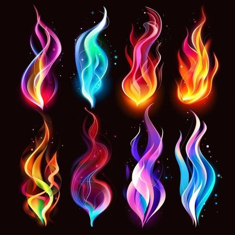 Photo flame shaped colors against a blac... | Premium Photo #Freepik #photo Vrc Avatars, Flames Painting, Flames Aesthetic, Power Reference, Flames Art, Waist Tattoo, Colored Fire, Flame Graphic, Flame Pattern