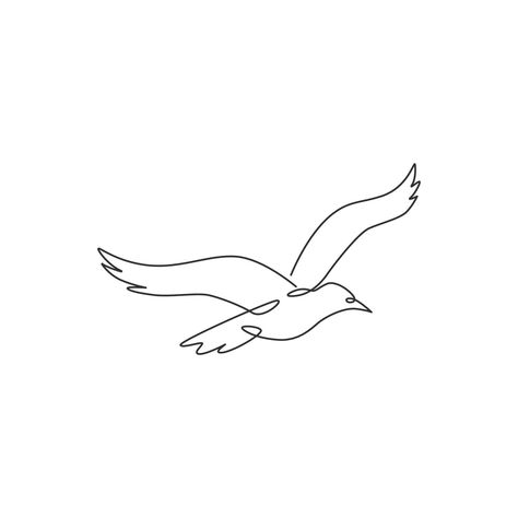 One single line drawing of wild seagull for company business logo identity. Cute bird mascot concept for conservation national park symbol. Continuous line draw design graphic illustration vector Seagull Tattoo, Bird Mascot, Simple Arm Tattoos, Father Tattoos, Art Beat, Logo Identity, Single Line Drawing, Continuous Line Drawing, Cute Bird