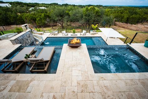 Pool Design Features Tanning Ledge Pool Design, Freeform Pools With Tanning Ledge And Spa, Pool With Tanning Ledge And Swim Up Bar, Gunite Pool Ideas With Tanning Ledge, Pool Goals, Gunite Pool With Tanning Ledge, Backyard Escape, Pool Features, Tanning Ledges