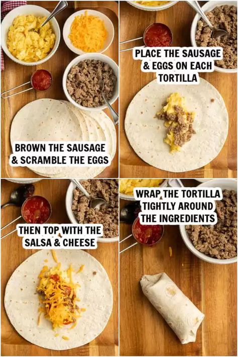 Try Freezer Breakfast Burritos Recipe for an easy breakfast on busy mornings. Loaded with eggs, cheese and more for a great breakfast. Learn how to make these easy homemade breakfast burritos that you can easily make ahead of time for the week. #eatingonadime #breakfastrecipes #easybreakfasts Homemade Freezer Breakfast Burritos, How To Meal Prep Breakfast Burritos, Microwave Breakfast Burrito, Make Ahead Frozen Breakfast Burritos, Breakfast Burrito Make Ahead, Easy Meal Prep Breakfast Burritos, Homemade Breakfast Burritos Frozen, Make And Freeze Breakfast Burritos, Breakfast Burrito Recipe Freezer