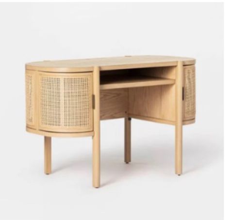 Portola Hills Caned Desk - … curated on LTK Bedroom Nyc, Cabin Resort, Mcgee Target, Room Revamp, Writing Desk With Drawers, Loft Ideas, Striped Bedding, College Room, Office Inspo