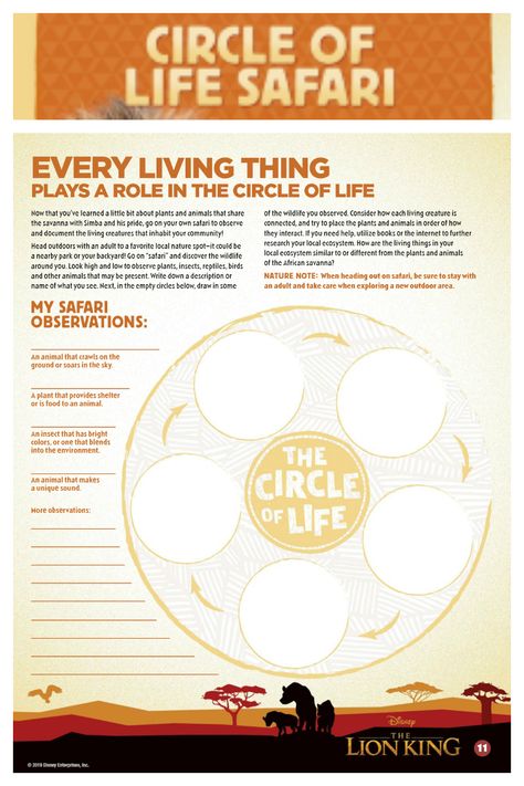 Free Printable Lion King Circle of Life Activity Page #lionking #disney #freeprintable Lion King Activities For Kids, Lion King Activities, Lion King Crafts, Ecosystem Activities, Toddlers Activities, Prek Ideas, The Circle Of Life, Activity Books, Family Friendly Activities