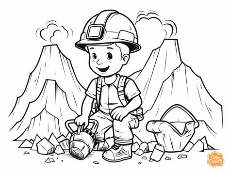 illustration of Mining picture to color Picture To Color, Coal Miners, Gold Mining, Free Kids, Coloring Sheets, Colorful Pictures, Coloring Pages For Kids, Coloring Page, Professions