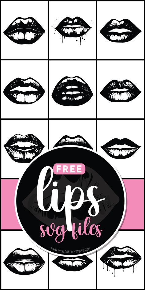 Pucker up for creativity with free lips SVG files! Add a dash of sass and style to your projects with these playful and vibrant designs. 💋💄 Svg Free Files For Cricut Shirts, Faces Svg Free, Lips Stencil, Lips Silhouette, Lips Svg Free Cricut, Dripping Lips Svg, Silhouette Cameo Projects Vinyl, Lip Artwork, Freebie Svg