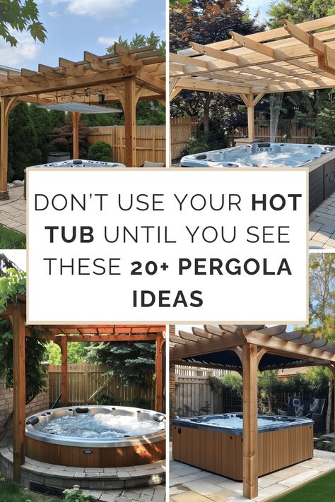 Don't Use Your Hot Tub Until You See These 20  Pergola Ideas - HearthandPetals Deck And Jacuzzi Ideas, Gazebo And Hot Tub Ideas, Hot Tub With Pool Ideas Backyard, Pergola Patio With Hot Tub, Pergola Ideas For Hot Tubs, Pergolas Over Hot Tubs, Covered Jacuzzi Outdoor Ideas, Pergola Around Hot Tub, Hot Tub Ideas Backyard Pergola