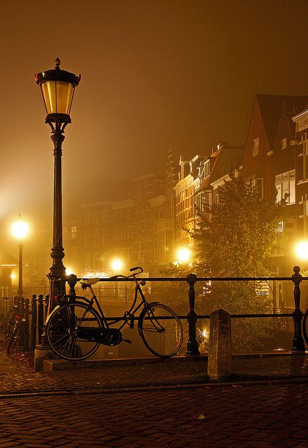 Bicycle, Oude gracht, Utrecht at Night | Flickr – Chia sẻ ảnh! Foggy Night, Foto Art, Street Lamp, Street Light, Pretty Places, Utrecht, Oh The Places Youll Go, City Lights, Night In