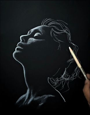 191K views · 9K reactions | BW Portrait | White Charcoal on black paper ❤️ 
#artist #art #drawing | By Artist Sankha AdhikariFacebook White Charcoal Drawing On Black Paper, White Charcoal On Black Paper, Charcoal On Black Paper, White Charcoal Drawing, Bw Portrait, Black Paper Drawing, White Charcoal, Charcoal Drawing, Paper Artist