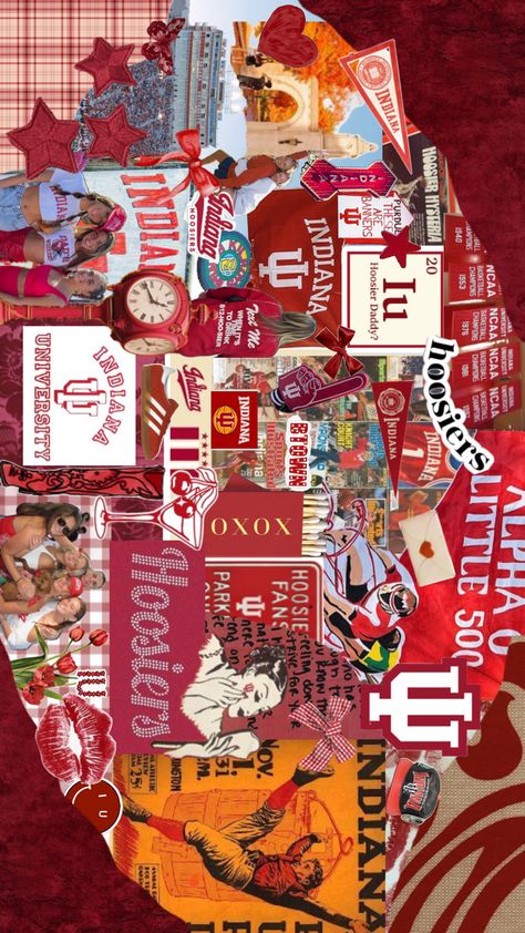 indiana university collage/ desktop wallpaper Indiana University Aesthetic, Collage Desktop Wallpaper, University Collage, Iu Aesthetic, University Dorms, Wallpaper Iphone Love, University Of Sydney, Basketball Ball, Indiana Hoosiers