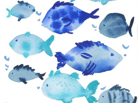 Watercolour Tutorials - Easy Step-by-Step Art Tutorials | Emily Wassell Watercolour Characters, Easy Art Tutorials, Watercolour Easy, Art Tutorials For Beginners, Fish Watercolor, Tree Watercolor Painting, Pretty Fish, Tree Watercolor, Watercolor Beginner