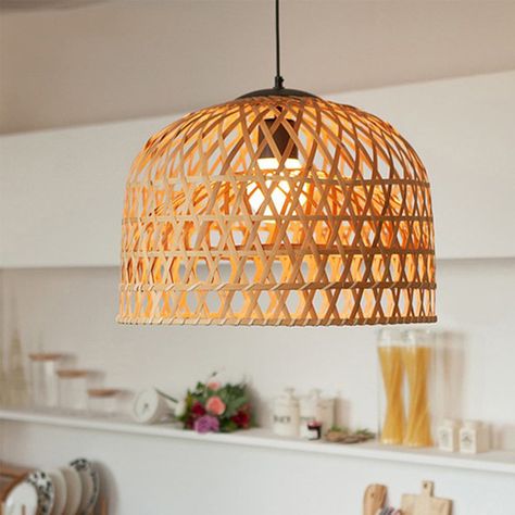 Asian Country-style Bamboo Pendant Light – Arturest Light For Kitchen Island, Bamboo Lampshade, Bamboo Chandelier, Wardrobe Interior, Hall Living Room, Light For Kitchen, Light Writing, Bamboo Decor, Bamboo Light