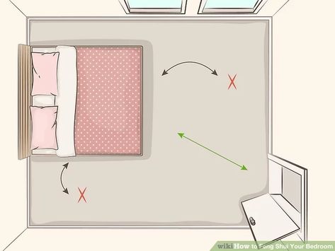 How to Feng Shui Your Bedroom (with Pictures) - wikiHow Feng Shui Bedroom Layout Small, Feng Shui Small Bedroom, Bed Feng Shui, Couleur Feng Shui, Feng Shui Bedroom Layout, Feng Shui Your Bedroom, Calming Bedroom Colors, Room Feng Shui, Picture Wall Bedroom