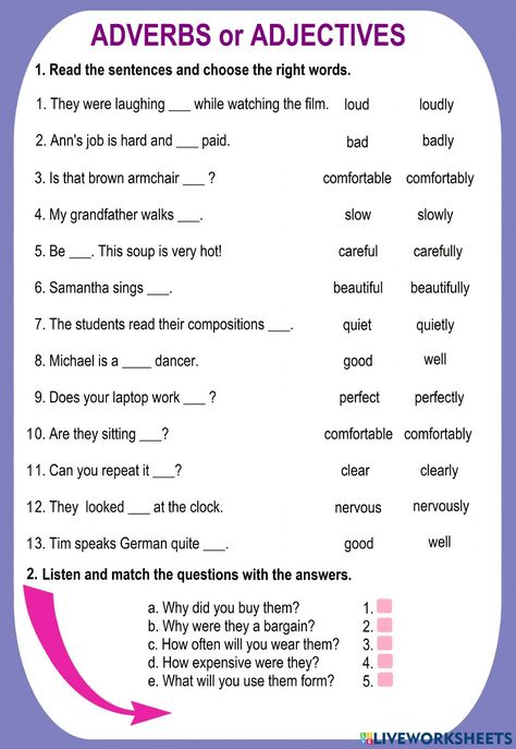 Adverbs And Adjectives Worksheets, Adjectives Adverbs Worksheet, Adjective And Adverb Worksheets, Adverb And Adjectives, Adjective Or Adverb Worksheet, Adverb Worksheet For Class 3, Adjectives Vs Adverbs Worksheet, Adverb Vs Adjective, Adverb Activities