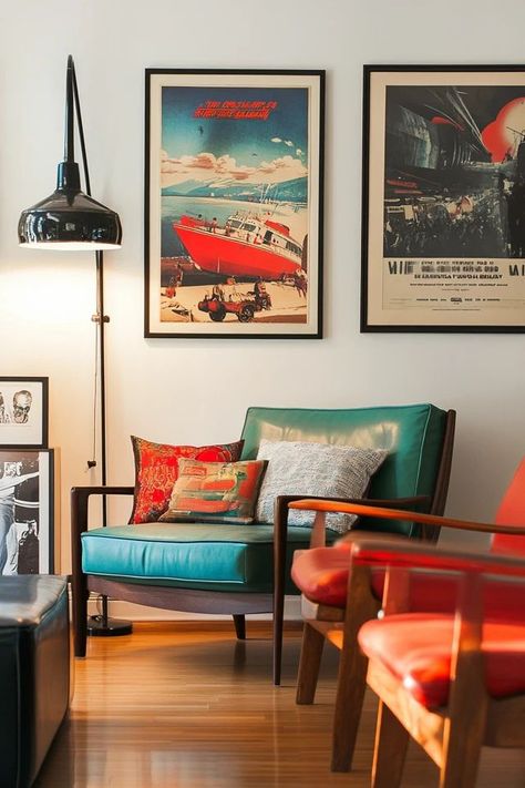 "Bring the past into your home with Vintage Posters! 🖼️🕰️ Perfect for adding a unique and retro touch to your decor. 🌟✨ #VintageArt #HomeDecorInspo #RetroStyle" Eclectic Americana Decor, Americana Interiors, Vintage Room Ideas Retro, Retro Chic Decor, Vintage Retro Decor, Alternative Decor, Vintage Interior Design, Americana Decor, Vintage Room