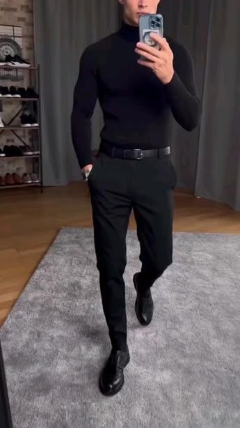 Black Turtleneck Outfit, Gentleman Mode, Black Outfit Men, Men's Business Outfits, Mens Business Casual Outfits, Turtleneck Outfit, Classy Outfits Men, Mens Casual Dress Outfits, Men Stylish Dress