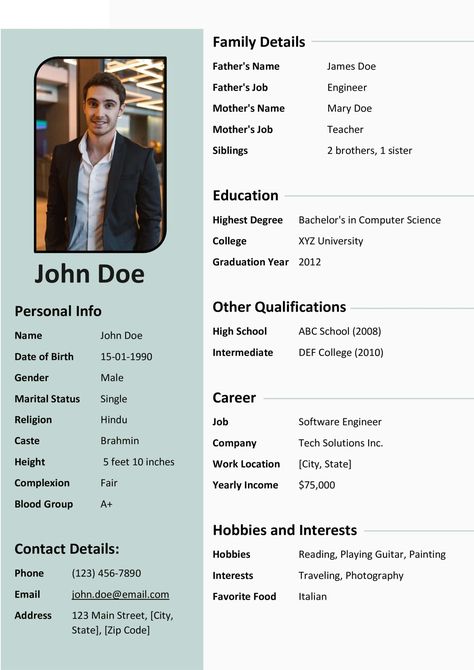 Marriage Biodata Word Format - (.Docx .Pdf) Biodata Format Download For Marriage, Biodata Ideas, Wedding Card Format, Man Suit Photo, Biodata Format Download, Marriage Biodata Format, Job Resume Format, Catholic Marriage, Resume Format Download