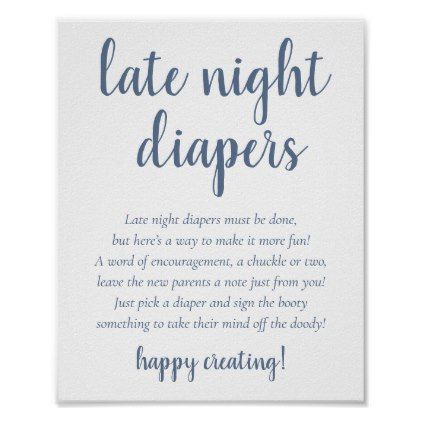 Late Night Diapers Sign, Blue Calligraphy, Gender Reveal Party Games, Calligraphy Signs, Poster Baby, Chic Baby Shower, Late Night Diapers, Elegant Baby Shower, Mommy Gift