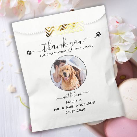 Doggie Bag Thank You Dog Treat Wedding Favor Bag Dog Treat Wedding, Doggie Bag, Wedding Favor Table, Wedding Pets, Dog Bag, Wedding Favor Bags, Pet Photo, Dog Wedding, Dog Treat