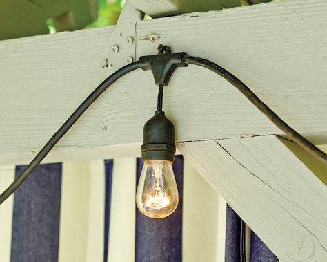 Outdoor Deck Lighting, Lights Outside, Vintage String Lights, Landscape Lighting Design, Outdoor Gathering, Patio String Lights, Pergola Lighting, Bistro Lights, Metal Pergola