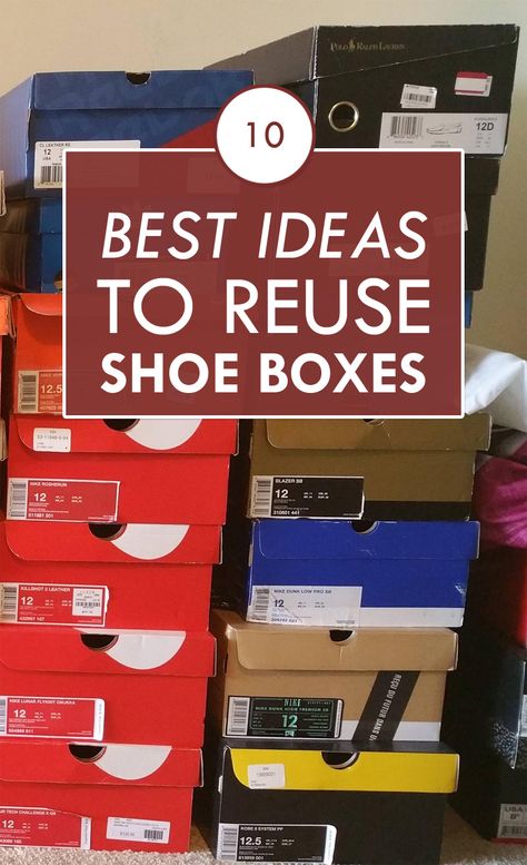 10 Best Ideas to Reuse Shoe Boxes Reuse Shoe Boxes, Upcycle Shoes, Shoe Box Diy, Shoe Box Organizer, Sewing Supplies Organization, Shoe Box Crafts, Recycled Shoes, Cardboard Organizer, Shoe Box Storage