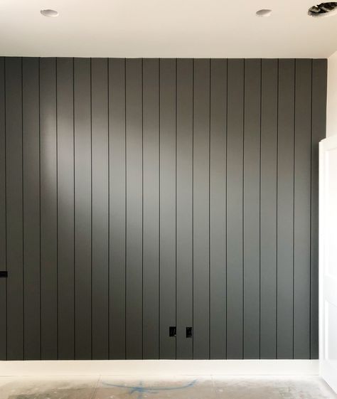 Project Update #rafterhousebungalow | Rafterhouse Kitty Grey by Benjamin Moore Charcoal Vertical Shiplap, Kitty Grey Benjamin Moore, Painted Shiplap, Arcadia Phoenix, Binder Storage, Painting Shiplap, Old Pink, Favorite Paint Colors, Grey Exterior