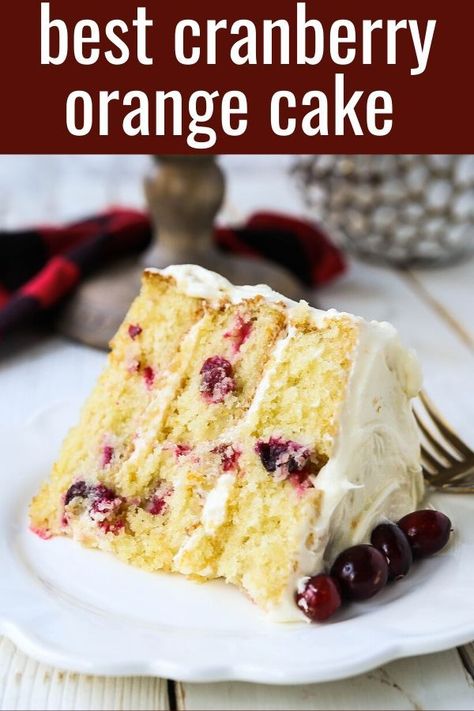 Cranberry Orange Cake, White Chocolate Frosting, Cake With White Chocolate, Cranberry Jam, Cranberry Cake, White Chocolate Buttercream, Orange Cranberry, Cake Christmas, Cake Layers