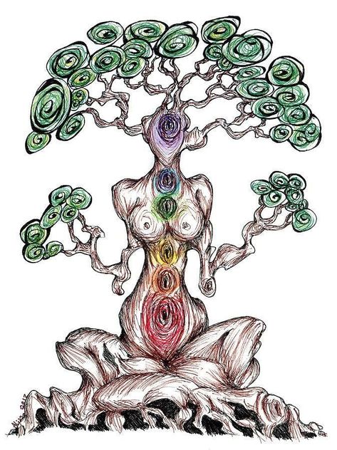 777 Chakra Tree, Chakra Art, Psychadelic Art, Energy Art, Spiritual Artwork, Visionary Art, Hippie Art, Ethereal Art, Art Inspiration Painting