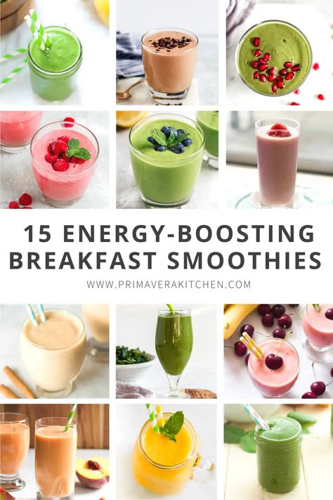 Morning Smoothie Recipes, Energy Smoothie Recipes, Energy Boosting Smoothies, Energy Breakfast, Filling Smoothie, Smoothies Vegan, Energy Smoothies, Smoothie Recipes Healthy Breakfast, Breakfast Smoothie Recipes