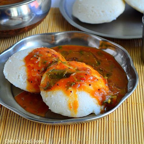 Tomato brinjal sambar for idli Idli Sambhar, Idli Sambar, South Indian Breakfast Recipes, Sambar Recipe, Masala Powder Recipe, Rasam Recipe, Idli Dosa, Veg Curry, Food Pic