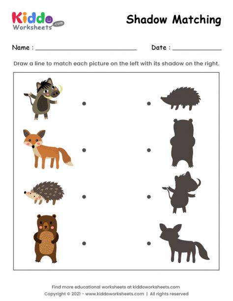 Farm Animals Preschool, Line Tracing Worksheets, Preschool Activities Printable, Animal Activities For Kids, Shadow Matching, Activity Worksheet, Matching Worksheets, Animal Worksheets, Kids Worksheets Preschool