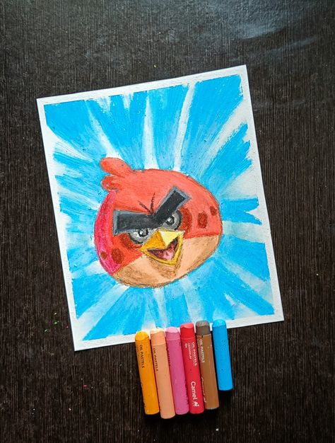 Easy drawing with Oil pastels Angry Bird, Oil Pastel Art, Pastel Art, Geraniums, Oil Pastel, Easy Drawings, Camel, Pastel, Drawings